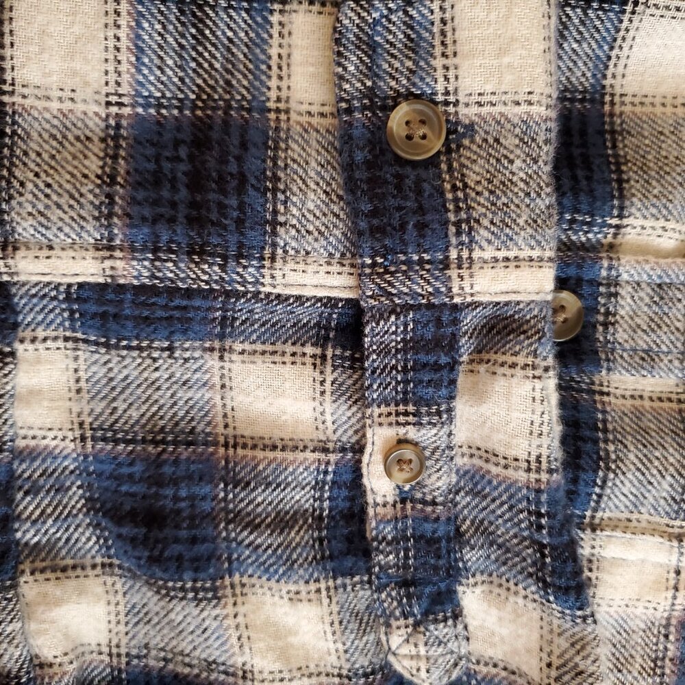 AMERICAN EAGLE SZ M Mens Soft Flannel Plaid Relaxed Button down Hoodie - Picture 9 of 9